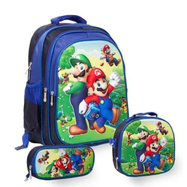 Imagem de Kit Mochila Escolar Masculina Super Mario Com Lancheira - TOYS 2U