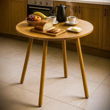 Imagem de Mesa de Jantar Cozinha Redonda Moderna 80cm - Beto Moveis, VERNIZ