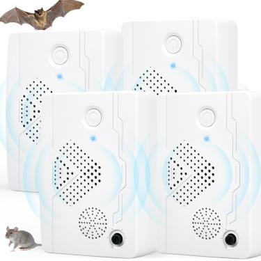Imagem de Repelente de morcegos para sótão: pacote com 4 dispositivos de dissuasão de morcegos - Repelente de pássaros recarregável, varanda e casa | Remoção de morcegos Faça você mesmo para ambientes internos