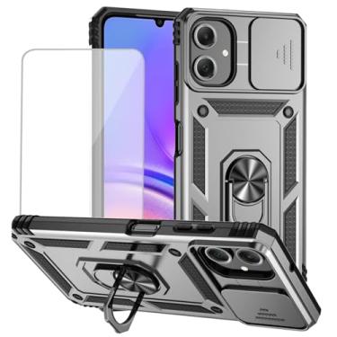 Imagem de Yodueiv Capa para Galaxy A06, capa para SamsungA06 SM-A065F com protetor de tela de vidro temperado e capa de câmera deslizante, anel magnético suporte de carro capa protetora para Samsung Galaxy A06