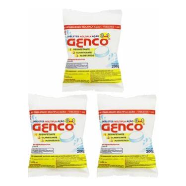 Imagem de Kit 3 Pastilha Cloro 3x1 Genco Multipla Ação t-200 - 23750