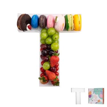 Imagem de Bandeja de charcutaria de acrílico com letras e números de 28 cm – Caixa de alfabeto reutilizável preenchível para doces, lanches, cupcakes – Travessa de servir para aniversário, casamento, festa de