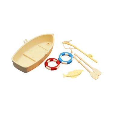 Imagem de Mini Barco De Pesca Infantil Modelo Plástico Simulado Casa De Bonecas 