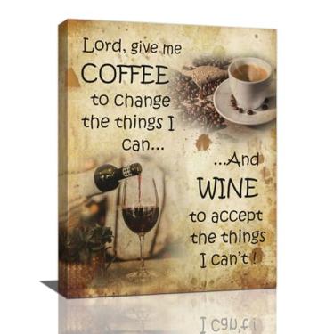 Imagem de Arte de parede vinho tinto rústico café fotos de cozinha decoração de parede vintage tela cristã fazenda Lord pintura impressões emolduradas para bar sala de jantar restaurante 40,6 x 30,5 cm