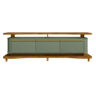 Imagem de Rack Tv 75 Pol Guarapari 3 Porta Naturalle Pistache Bechara - Móveis B