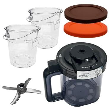 Imagem de Pá de substituição, tigela externa com tampa, 2 peças de cerveja com tampa, compatível com a máquina de sorvete Ninja Creami: NC500, NC501, NC501H, NC501HBL e NC501HGN Series