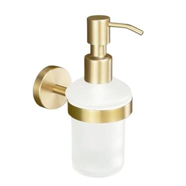 Imagem de Conjunto de banheiro em aço inoxidável dourado escovado - Suporte para toalhas de parede, suporte para papel higiênico, acessórios de qualidade para banheira e lava-louças (dispensador de sabão)