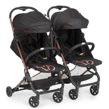 Imagem de Carrinho De Bebê Para Gêmeos Galzerano Duolee De 0 Meses Até 15kg Preto Com Cobre U