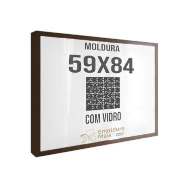 Imagem de Moldura para Quebra Cabeça Cabeca 59x84 1500 peças Com Vidro para Quadro Puzzles Clementoni cor Marrom