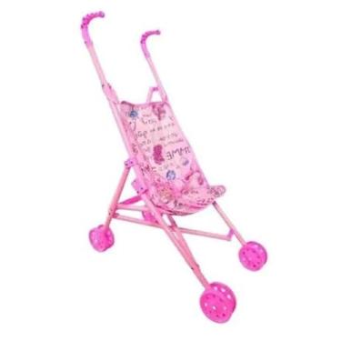 Imagem de Carrinho de Boneca Rosa Para Brincadeiras Cheias de Imaginacao e Estilo,Carrinho de Boneca Dobrável, Rosa, 50cm Altura, com Cinto de Segurança e Tecido Removível