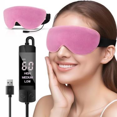 Imagem de Máscara para os olhos aquecida, almofada de aquecimento de olhos elétrica USB lavável com controle de temperatura e temporizador, compressa quente para olhos secos, blefarte, sinusite, estilhaço,