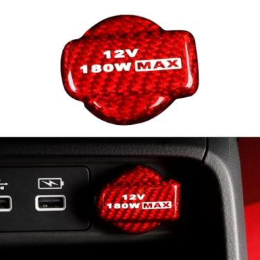 Imagem de JSWAN Tampa de isqueiro de fibra de carbono compatível com Honda 11ª geração Civic Type R FL5 CRV Pilot (2023 a 2026) console central para acendedor de cigarros acessórios interiores (vermelho