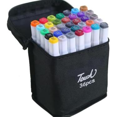 Imagem de Canetas Para Pintar Bobbie Goods, Marcadores Coloridos Permanentes com Ponta Dupla, 36 Cores, Kit Estojo de Canetas para Colorir