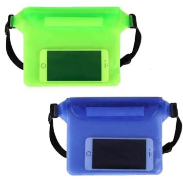 Imagem de AORNTAE Pacote com 2 bolsas impermeáveis com cintura ajustável e tela sensível ao toque, mantendo seu telefone e objetos de valor secos, perfeita para drifting, natação, caiaque, remo, pesca... (verde