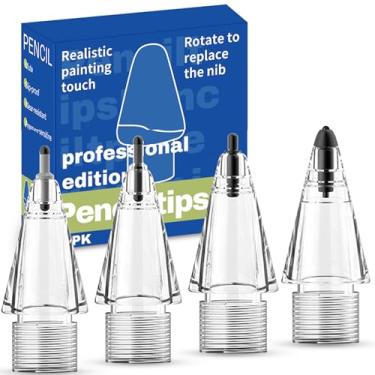 Imagem de Ephoou Pontas de lápis de substituição atualizadas para Apple Pencil Pro/1ª geração/2ª geração/USB-C, novo refil macio e pontas POM com capa para iPad Pro - pacote com 4, transparente