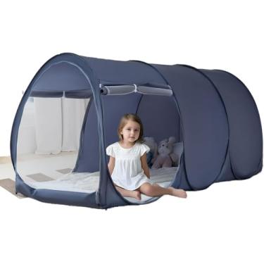 Imagem de Barraca de cama, tenda de sonho, dossel de cama - dossel de privacidade portátil para crianças e adultos, tenda de cama de fácil configuração interna e externa para camas de solteiro (Não incluído)