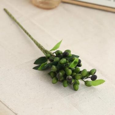 Imagem de Buquê artificial de flores vermelhas brancas, decoração para casamento, arranjo artesanal faça você mesmo (verde escuro)