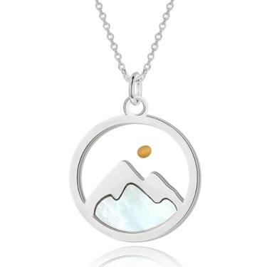 Imagem de Aloluo Colar feminino de montanha de semente de mostarda banhado a prata, pingente de montanha, joias de fé cristã, presentes de aniversário de formatura