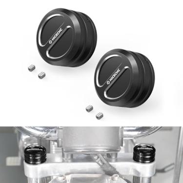 Imagem de NICECNC Capa superior de garfo de suspensão frontal preta compatível com Harley Forty Eight XL1200X 2014-2019, Sportster 883 Super Low XL883L 2014-2020, See Fitments