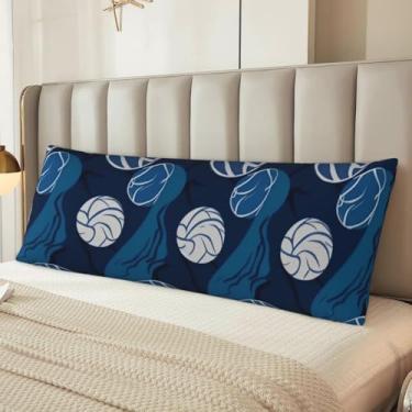 Imagem de Capa de travesseiro de corpo de vôlei azul ultramacia fronhas de microfibra respirável e sedosa longa com zíper decorativo roupa de cama fronha corporal para adultos, 51 x 137 cm