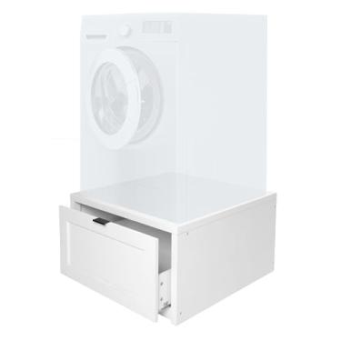 Imagem de Ilyapa Suporte para lavadora e secadora - Pedestal universal de madeira com gaveta - compatível com Samsung, LG, GE, Maytag - 71 x 71 x 40 cm. Patente pendente