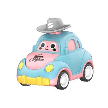 Imagem de Almencla Carro de brinquedo Push and Go, veículo de brinquedo infantil, carro de fricção de empurrar para bebês, desenho animado para crianças em idade, Azul Claro