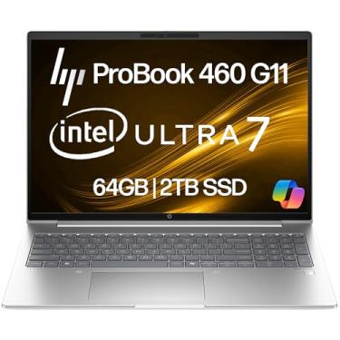 Imagem de HP ProBook 460 G11 Business Laptop 40.6 cm FHD+ Display, Intel Core Ultra 7 155U (Beats i7-1355U), 64GB DDR5 RAM, 2TB NVMe, Wi-Fi 6E, RJ-45, webcam, teclado retroiluminado, Win 11 Pro - Plástico prata
