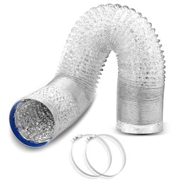 Imagem de WDERAIR Duto de alumínio de mangueira flexível de 10 cm para ventilação com aro de montagem para conectar projetos de exaustão do ventilador do duto