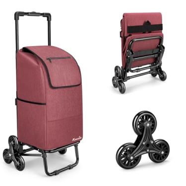 Imagem de KEDSUM Carrinho de escalada 2 em 1, carrinho de supermercado de 60 L/136 kg com rodas para escadas, carrinhos de compras para mantimentos com bolsa impermeável removível, carrinhos de compras