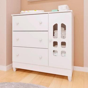 Imagem de Cômoda Infantil Ambiente New Selena com Porta Branco Brilho - Carolina