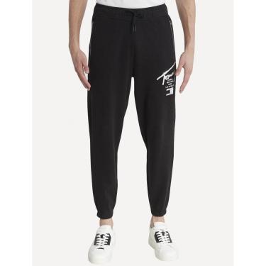 Imagem de Calça Tommy Jeans Moletom Masculina Spray Logo Preta-Masculino