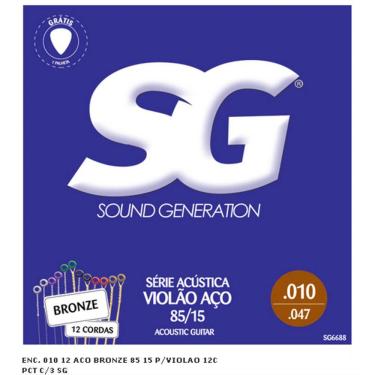 Imagem de Encordoamento Violão 12 cordas Aço 010 SG Palheta