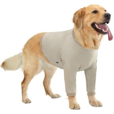 Imagem de Aimydog Manga de recuperação para cães com protetor de cotovelo, roupa de recuperação para pernas dianteiras de cães, terno de manga comprida para parar de lamber, coleira de cone respirável macia