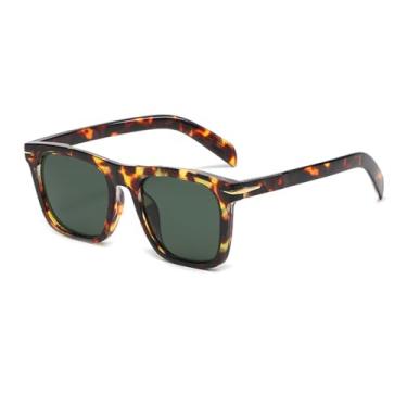Imagem de Óculos de sol vintage masculinos anti-luz azul, óculos de sol da moda com gradiente para dirigir, leopardo preto, leopardo verde escuro, BH01