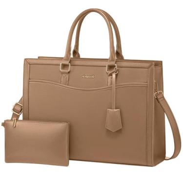 Imagem de Sacola para laptop LOVEVOOK para mulheres de 15,6" com bolsa marrom cl