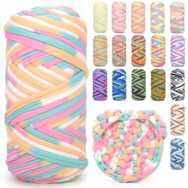 Imagem de Camiseta para crochê, camiseta arco-íris, tecido elástico grosso, fio de crochê para iniciantes, bolsa de tricô à mão, cesta/porta-copos / artesanato faça você mesmo/decoração de casa 200G - doces