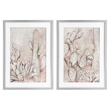 Imagem de Stupell Industries Botanical Oasis Guardians 2 peças impressão emoldurada cinza design conjunto sob vidro por Luna Mavis, 20 x 14