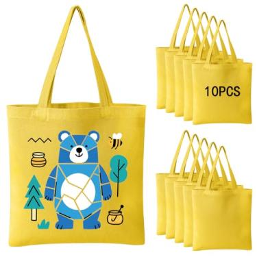 Imagem de OKBA Pacote com 10 sacos de pano de compras reutilizáveis em branco sacolas de lona personalizadas DIY (bolsa de lona amarela * 10 peças)