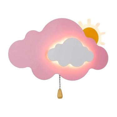 Imagem de Arandela Infantil Nuvem Rosa 26cm Led 14W 3 em 1 Bivolt LA1042 Delis