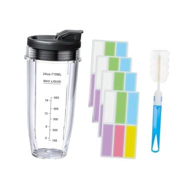Imagem de IEUDNS Copo de reposição para liquidificador multiuso com tampa vedada, 24 etiquetas graváveis, caneca para mexer, copo de mistura portátil para servir, 24 onças