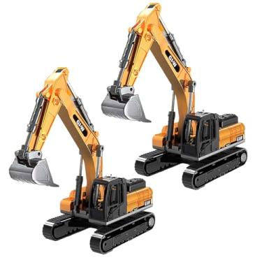 Imagem de 2 Carrinhos Brinquedo Maquina Escavadeira 360° com Esteira de Borracha e Pá de Metal