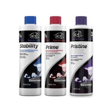 Imagem de Kit Seachem Stability Prime Pristine Água Aquários 325ml