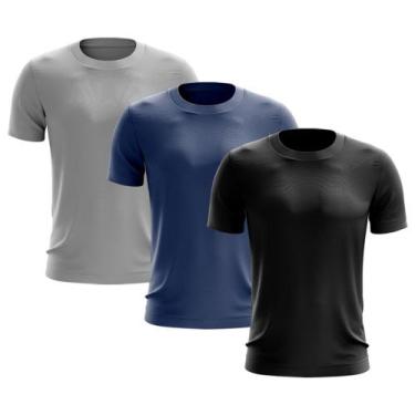 Imagem de Kit 3 Camisetas Masculina Manga Curta Dry Básica Lisa Proteção Solar U