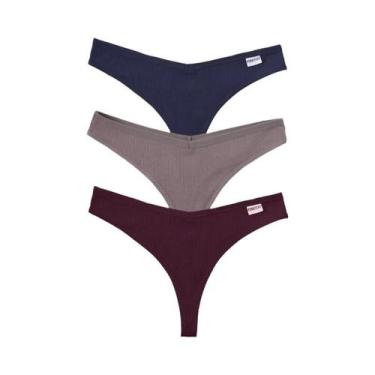 Imagem de Conjunto De 3 Peças De Tangas Femininas Sexy De Algodão Com Cintura Em