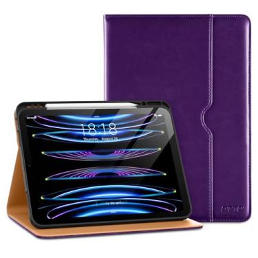 Imagem de DTTO Capa para iPad Pro de 12,9 6ª / 5ª / 4ª / 3ª geração 2022/2021/2020/2018, capa de couro com suporte para Apple Pencil integrado - despertar/hibernar automático e vários ângulos de visualização,