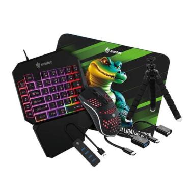 Imagem de Kit Mobilador Gamer Completo Teclado One Hand Uma Mão Mouse Mousepad S
