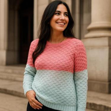 Imagem de Blusa Manga Longa Trico Tricolor Degrade Casual Atemporal - Vitrine Co