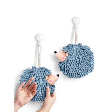 Imagem de Toalhas de mão Sophie & Panda Fuzzy Ball Hedgehog Blue (pacote com 2)