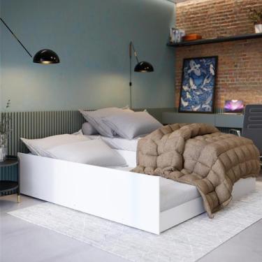 Imagem de Cama Modular Solteiro E Casal Com Auxiliar Móvel Mdf Uv Com Colchão D3