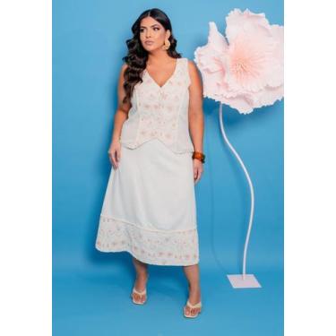 Imagem de Conjunto Social Plus Size Saia Midi e Colete - Ana Maya Curves, Coral,